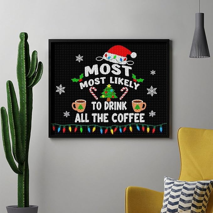 AIVKIEJK Diamond Painting Kits for Adults - Christmas Most Likely to Drink All The Coffee Painting DIY 5D Full Drill Diamond Dots Paintings with Diamonds Gem Art and Crafts Home Decor 16"x20"