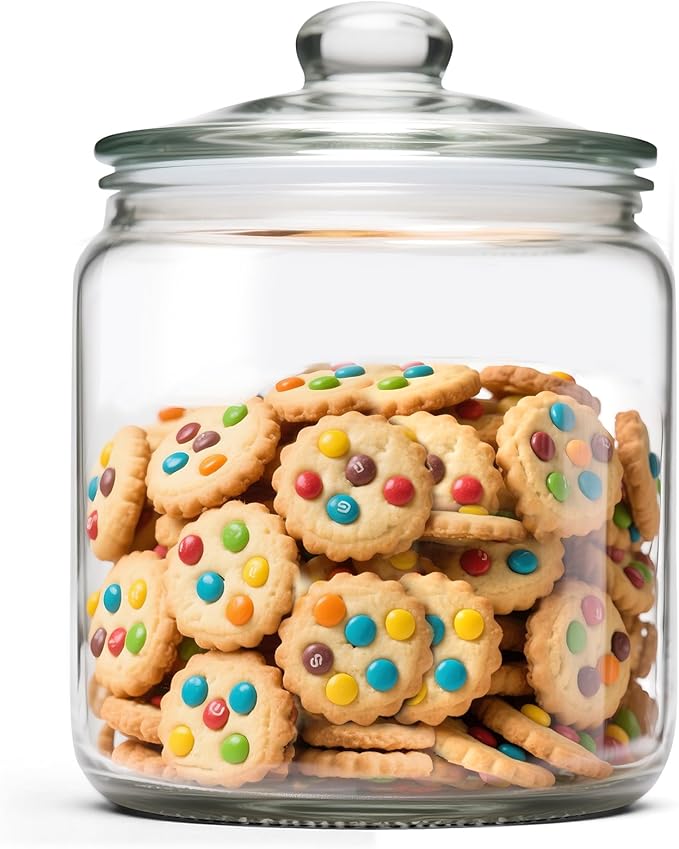 MASTERTOP Large Glass Jar with Lid, Airtight Glass Storage Containers with Lids, Wide Mouth Cookie Candy Jar with Leak Proof Rubber Gasket Lid,1 Gallon Clear Jars for Candies,Dry Food,Snacks