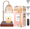 Candle Warmer Lamp, Candle Warmer Lamp Adjustable Height, Candle Warmer Light with Timer & Dimmer, Compatible with Jar Scented Candles, Flower Candle Warmer with 3 Bulbs for Home Decor