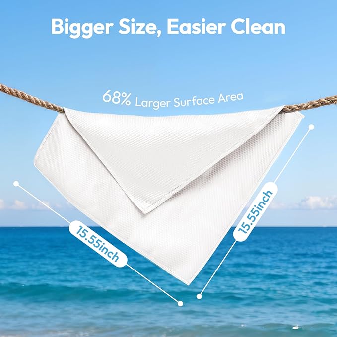 Microfiber Glass Cleaning Cloth 6 Pack - 15.5x15.5 Inch Lint Free Streak Free Microfiber Polishing Cloth for Windows and Mirrors, Fish Scale Nano Cleaning Cloth for Car Window Detailing