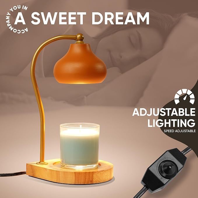 Candle Warmer Lamp,Dimmable Electric Candle Warmer Melter,Compatible with Large Jar Candles,Home Decoration Gifts for Women,Wedding,Birthday(Orange-B)