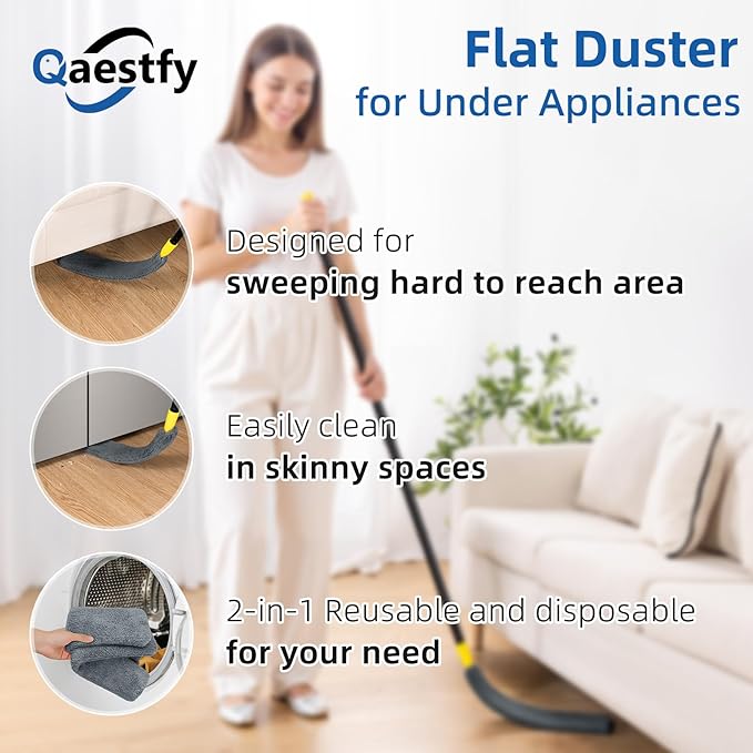 Qaestfy Pack of 2 Microfiber Cleaning Cloths Reusable Pads for QAE041 Under Appliance Cleaning Tool for Cleaning Furniture, Behind, Refrigerator
