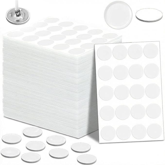 Xthrotsenk 1000 Pieces Candle Wick Stickers for Candle Making Tabs Double Sided Heat Resistance Stickers Candles Dots Wicks Tabs for Candles Making