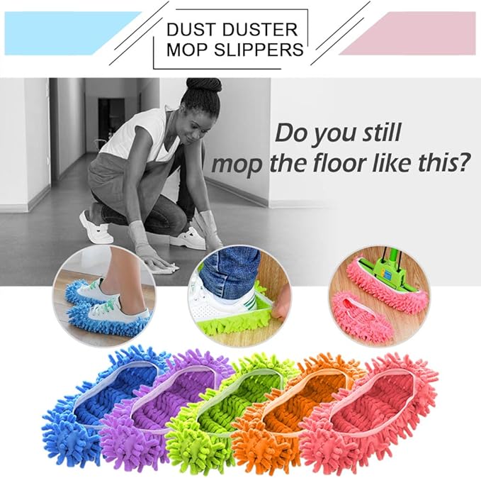 Cosywell 5 Pairs 10 PCS Mop Slippers for Floor Cleaning Supplies Microfiber Mopping Slippers Washable Reusable Mop Socks Mop Shoes Microfiber Foot Socks