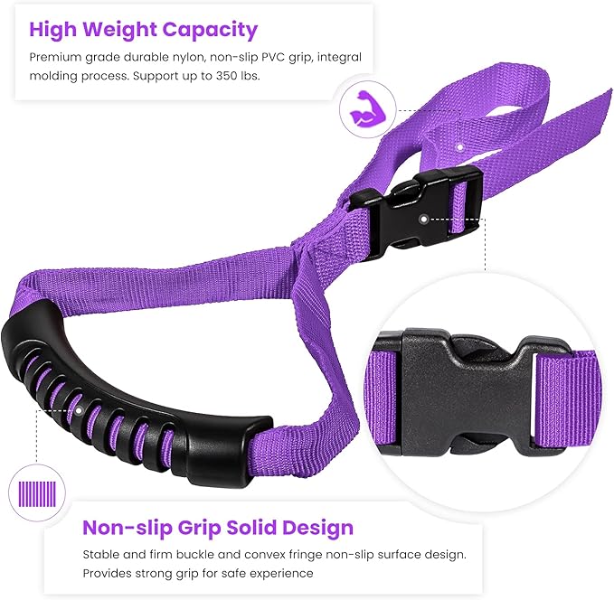 E-cowlboy Auto Cane Grab Handle Adjustable Standing Aid Safety Support Bar Nylon Grip Mobility Assist Device (Purple)
