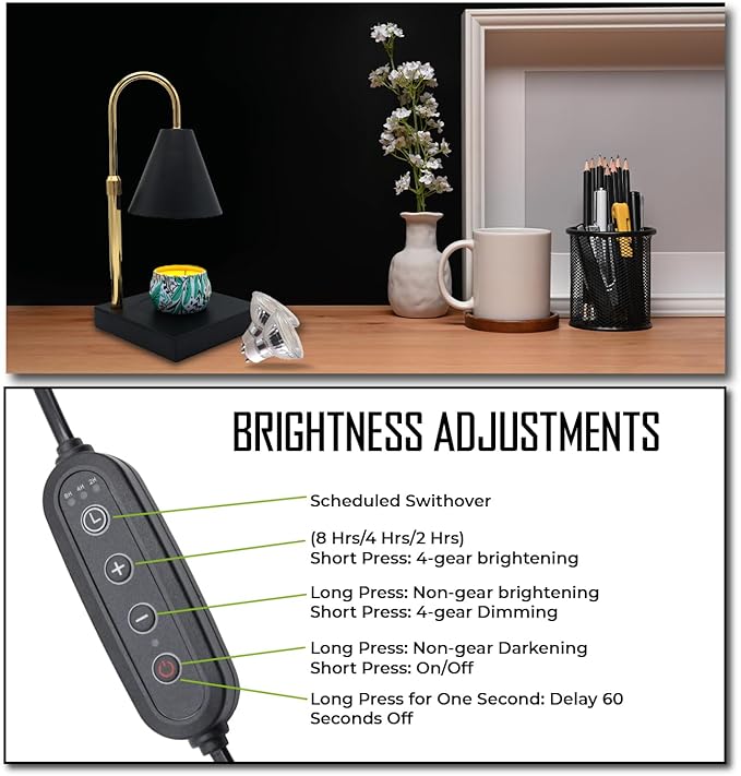 Candle Warmer Lamp with Timer & Dimmer | Adjustable Height & Brightness | Includes 2 Extra Bulbs | Wax Warmer Lamp | Christmas, Birthday & House Warming Gifts for Women, Mom for Jar Candles