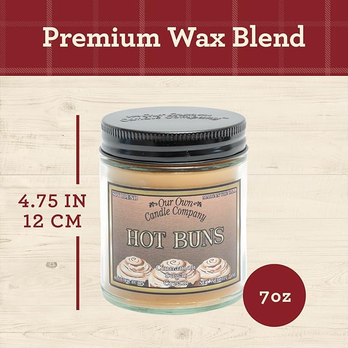 Our Own Candle Company, Cinnamon Hot Buns Scented Mason Jar Candles, 40 Hour Burn Time, 7 Ounces (3 Pack)