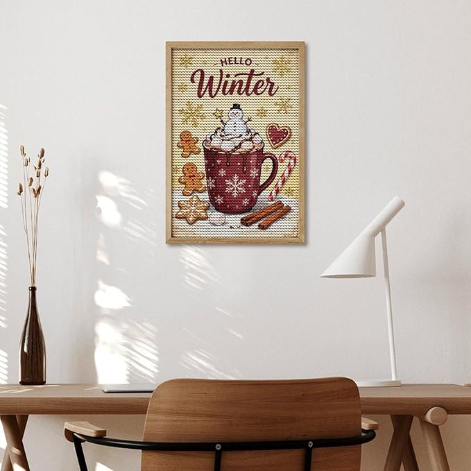 Diamond Painting Kits for Adults - Hello Winter Ice Cream & Gingerbread Snowflakes & Candles Painting DIY 5D Full Drill Diamond Dots Paintings with Diamonds Gem Art And Crafts Home Decor 8"x12"