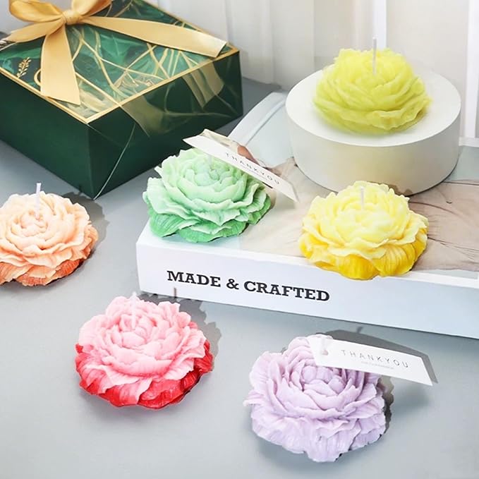 2Pcs Peony Silicone Candle Flower Wax Mold Silicone for Candles Resin Making Molds Moldes De Silicona para Hacer Velas Artesanales De Silicona,for Making Mothers Day Gifts for Mom Daughter