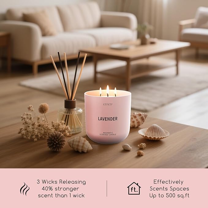 Lavender Scented Candle for Home, 14.1oz 80H Long Lasting Aromatherapy Candles for Sleep & Calm, Non-Toxic Essential Oil & Soy Wax | Floral Relaxation Fragrance