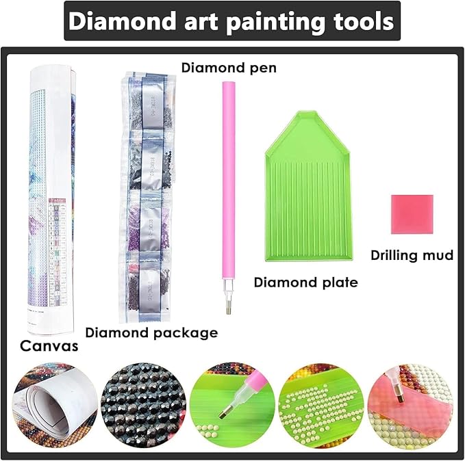 Mushroom House Night Diamond Art Kits for Adults,5D Diamond Painting Kits for Adults,Diamond Painting Diamond Art with Full Drill Diamond Dots,DIY Gem Crafts Kits for Home Wall Decor Gift 12x16 inch
