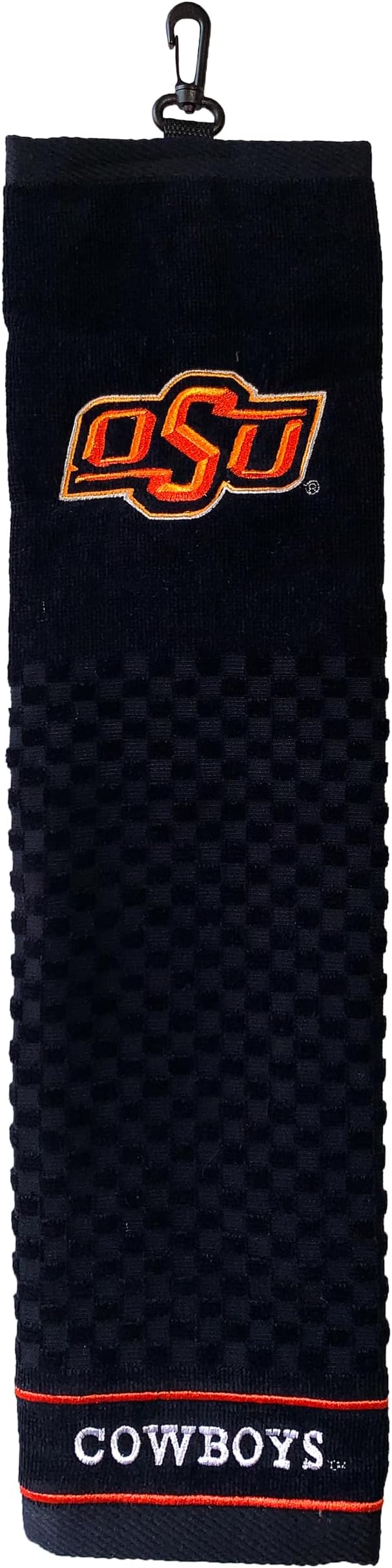 Team Golf NCAA Oklahoma State Cowboys Embroidered Golf Towel Embroidered Golf Towel, Checkered Scrubber Design, Embroidered Logo