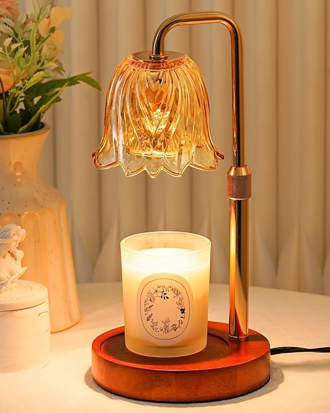Flower Candle Warmer Lamp with Timer Dimmable, Candle Warming Lamp Height Adjustable, Birthday Gifts for Women Mom, Candles Warmer Light for Jar Candles, Christmas Gifts, House Warming Gifts New Home
