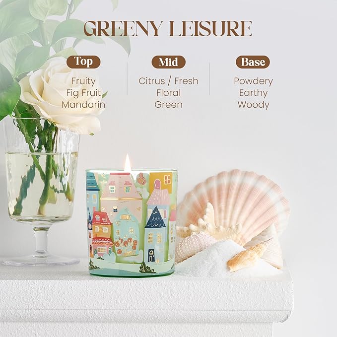 M&SENSE Fig Citrus Floral Scent Soy Wax Aesthetic Candles - 10.2 oz | Natural Fragrance for Home &Book Candles | for Housewarming, Hostess Gifts,Stress Relief