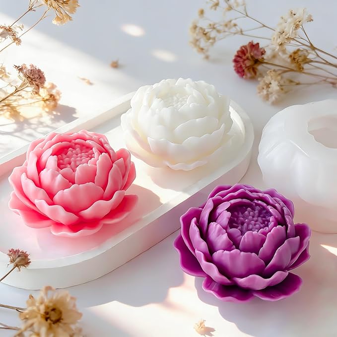 Petal Flower Rose Peony Tulip Cylinder Candle & Resin Mold - Resin Casting Silicone Molds for Home Decor & Candle Making Wave Spiral Mold