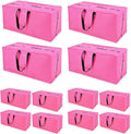 Pink Moving Bags - 8 Pack Extra Large Heavy Duty Storage Bags With Zipper & Reinforce Handles | 29x14x13 Inch Moving Tote Bags Bulk For Clothing, Shoes, Travel
