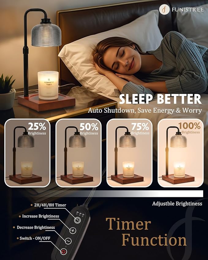 Candle Warmer Lamp with Timer Dimmable, Adjustable Height Candle Warmer,Mothers Day Birthday Gifts for Women Mom House Warming Gifts New Home, Wax Warmer for Jar Candles with 2 Bulbs