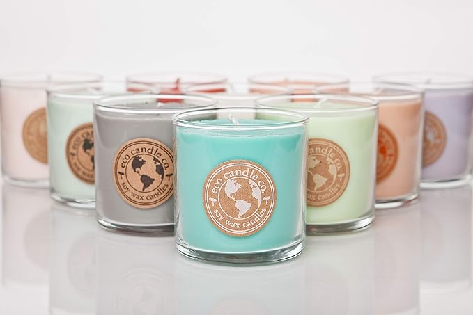 ECO CANDLE CO. Recycled Candle, Citrus Squeeze, 6 oz. - Scents of Orange, Tangerine, Grapefruit, Lemon, & Lime - 100% Soy Wax, No Lead, Kraft Paper Label & Lid, Hand Poured, Midwest Grown Soybeans