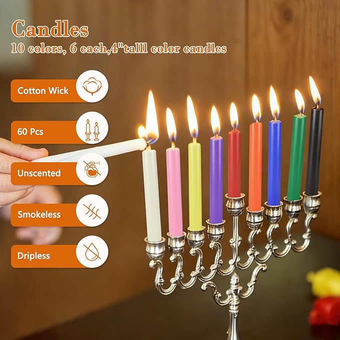 60 Pack 4 Inch Assorted Color Spell Chime Mini Taper Candles-10 Colours, Perfect for Rituals, Prayer, Meditation,Home Decor,Spiritual Practices, Wicca,Witchcraft Candle,Unscented Ritual Candles