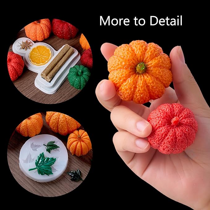 5 Pack Pumpkin Candle Molds Pumpkin Silicone Mold Set with Leaf Lemon Slices Star Anise Cinnamon Molds for Candles Wax Soap Making Epoxy Resin Casting 3D Candle Mold Halloween Thanksgiving Home Decor
