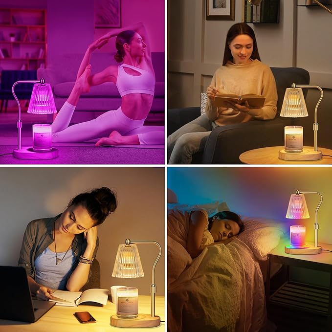 Engpure Candle Warmer Lamp with 7 LED Colors Changing,Candle Warmer with Timer Dimmer, Electric Candle Lamp with Adjustable Height Home Decor for Secented Jar Candles Christmas Gift for Mom Women