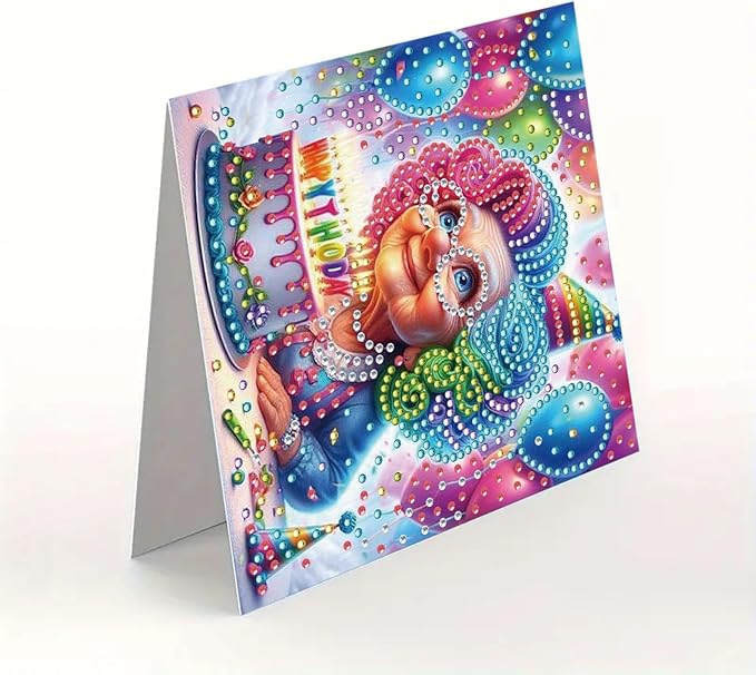 DoxQcs 5D Diamond Art Painting Greeting Cards Kit, DIY Cards for Blessings Congratulations Gifts, Greeting Card Set for Birthday Thanksgiving Day Christmas Halloween-Grandma's Birthday