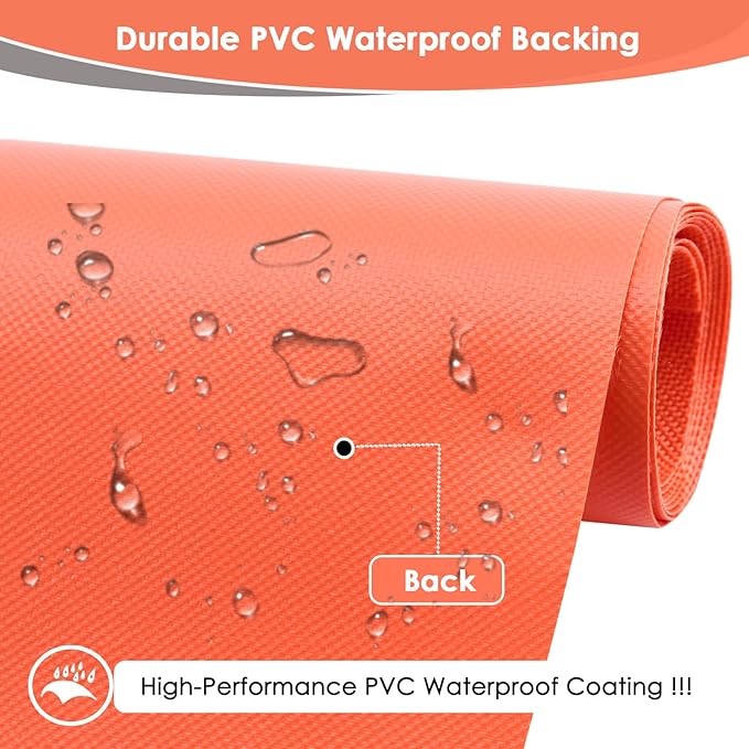 Waterproof Canvas Fabric by The Yard 60" W 600 Denier PVC Backing Water Repellent Polyester Upholster Fabric Material for Indoor Outdoor Marine Awning Tent Craft DIY(1 Yard, Orange)