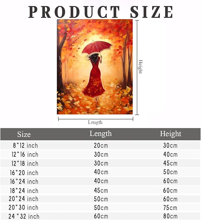 GUAIEUW 5D DIY Diamond Painting Kits for Adults - Autumn Beautiful Woman Diamond Painting, Full Round Diamond Canvas Diamond Art by Numbers Painting Kit Gift, Home Wall Decor 12x16 Inch