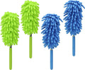 zdyCGTime Retractable Microfiber Dust Remover, Removable and Cleanable Hand Dust Remover, Used to Clean Cars, Computers, Air Conditioners, Televisions and Other Products(4 Pack/Blue+Green)