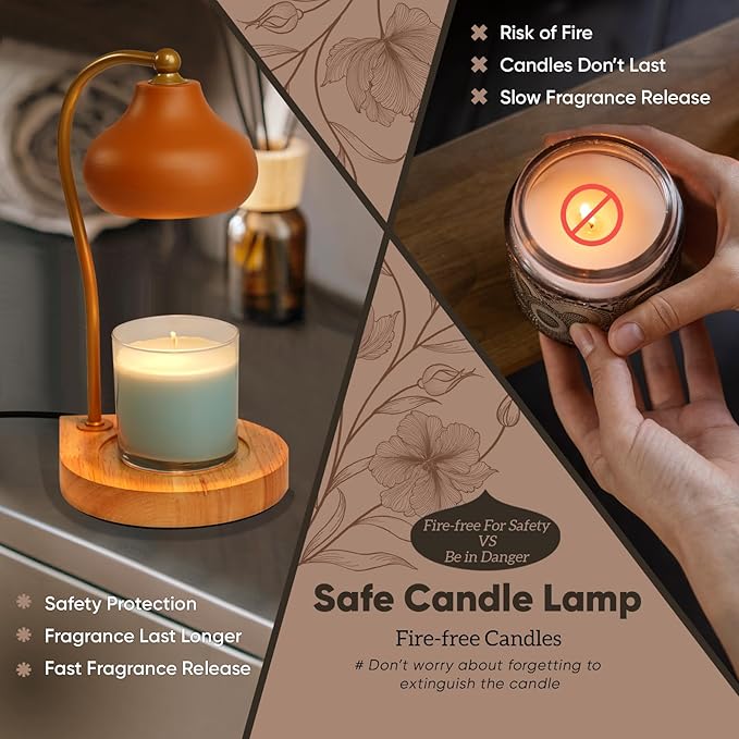 Candle Warmer Lamp,Dimmable Electric Candle Warmer Melter,Compatible with Large Jar Candles,Home Decoration Gifts for Women,Wedding,Birthday(Orange-B)