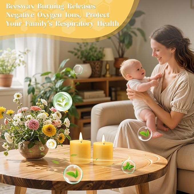1 Pack 100% Pure Beeswax Candles,45 Hours Long Burning-Natural Beeswax Pillar Candles for Emergency,Unscented Bees Wax Candles for Home,Paryer,Parties,Pillar Candle Bulk 2.8x3in