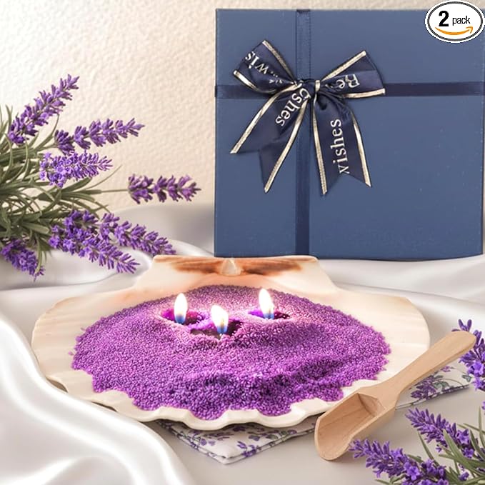 Pearled Scented Candle 2.2 lb Sand Wax Scented Sand Candle Mother's Day Kit for Women Love Gifts with Box 50 Wicks for Mother's Day Wife Couples Mother(Purple,Lavender Scent)