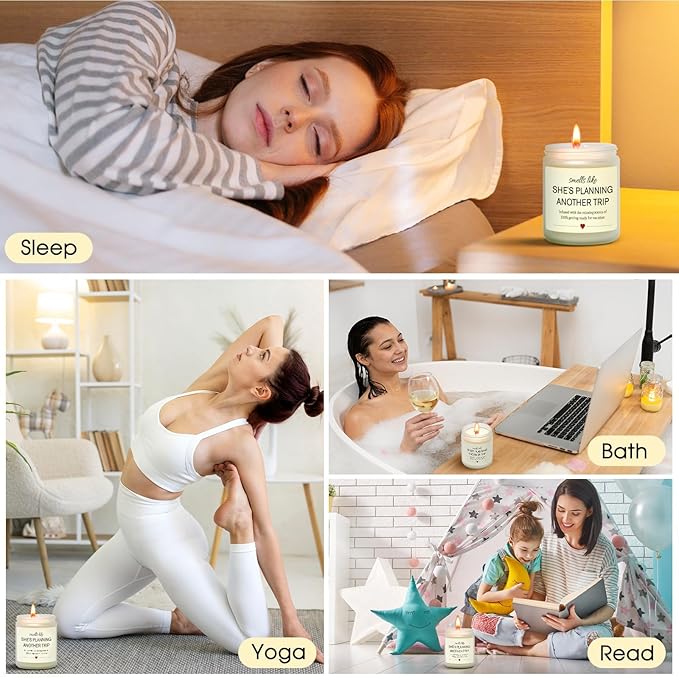 Kosmickiss Best Travel Gifts for Women, Lavender Soy Wax, Funny Gift for Travelers Women, Vacation, Travel Gift for Her, Sister, Friends