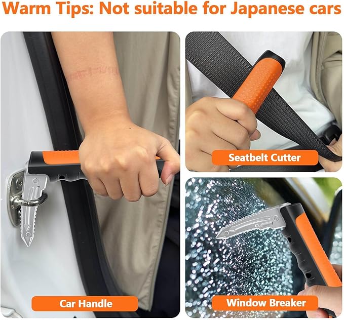 Kaiedos Car Door Handle for Elderly, 3-in-1 Car Handle Assist for Seniors, Portable Auto Cane Vehicle Support Handle, 500 lbs Capacity, Non-Slip Door Assist Bar (Orange, 2-Pack)