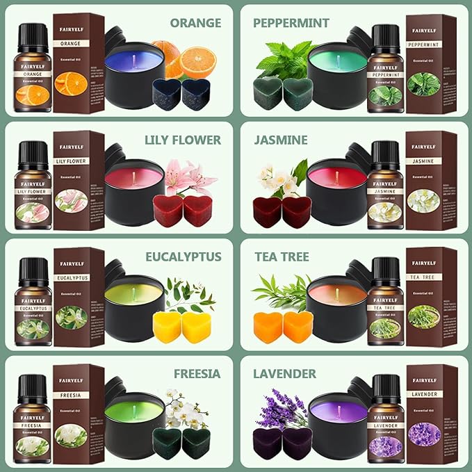 FAIRYELF Premium Candle Making Kit with Wax Melter, DIY Starter Scented Candles Making Kit for Adults Include Glass Jar & Tins, Scents & Color Dyes & More - Perfect as Home Decorations