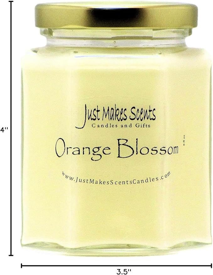 Orange Blossom Scented Blended Soy Candle | Strong Spring Floral Fragrance | Hand Poured in The USA by Just Makes Scents (8 oz)