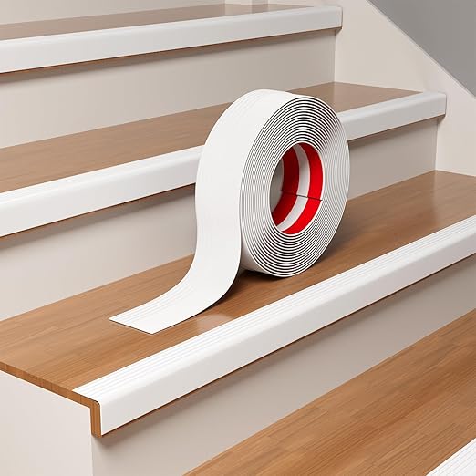 Heavy-Duty Stair Edge Trim, 3.3FT Vinyl Rubber Stair Nosing, Non-Slip Self Adhesive Stair Edge Protector Suitable for Indoor/Outdoor Stairs, Non-Slip and Waterproof