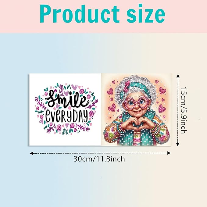 5D Diamond Art Painting Greeting Cards Kit, DIY Cards for Blessings Congratulations Gifts, Greeting Card Set for Birthday Thanksgiving Day Christmas Halloween-Grandma’s Heart