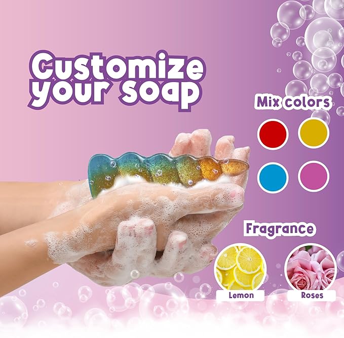 Playbees Unicorn Soap Making Kit for Kids - Fun DIY Christmas Gift for Girls & Boys Age 6-12, Creative STEM Science Craft, Holiday Activity, Educational Toy & Stocking Stuffer
