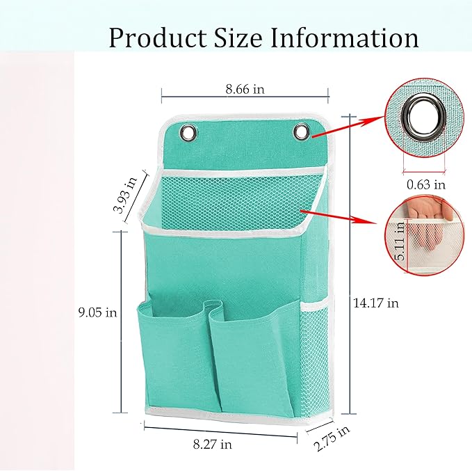 Hanging Basket for Organizing, Wall Organizer with Pockets and Over The Door Organizer，Can for Home, Closet, Office and Camper (2 Green)