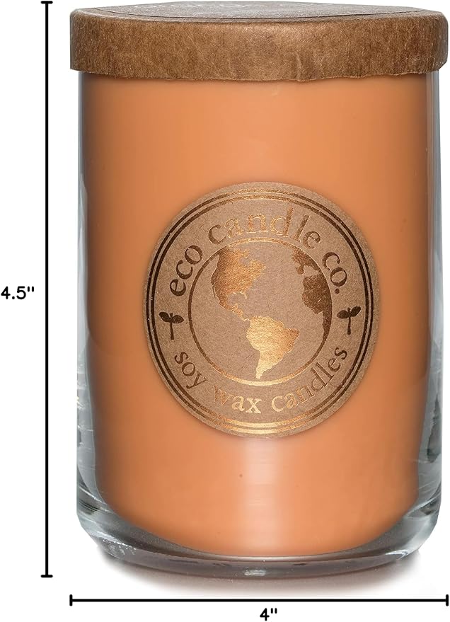 ECO CANDLE CO. Recycled Candle, Orange Clove, 26 oz. Double Wick - Scents of Oranges Pierced with Spicy Cloves - 100% Soy Wax, No Lead, Kraft Paper Label & Lid, Hand Poured