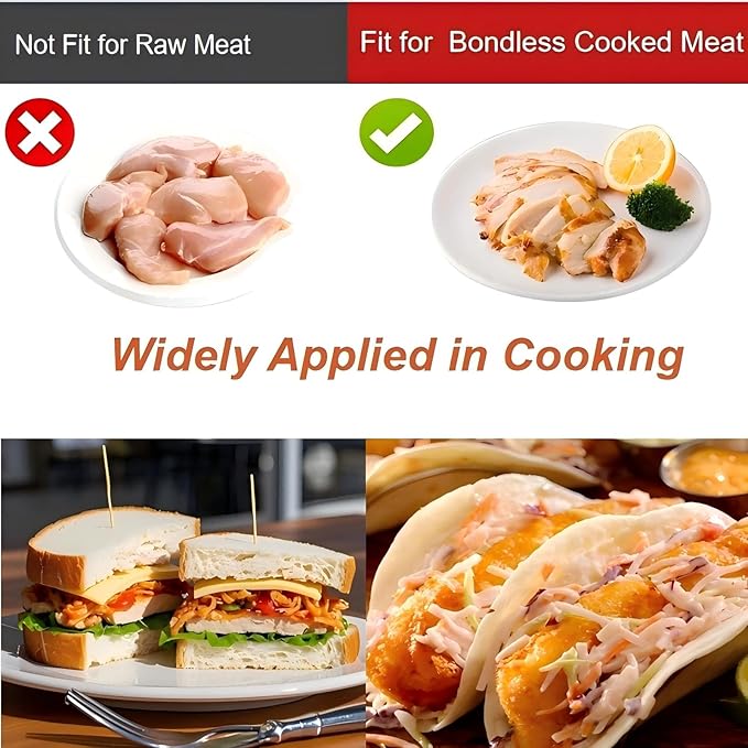 Chicken Shredder Tool Twist Meat Shredder Large for Chicken Breasts Beef Pulled Pork with 304 Stainless Steel Claws for Meal Prep Kitchen Essentials Gadgets Wall Mounted Dishwasher-Safe (Red&Black)
