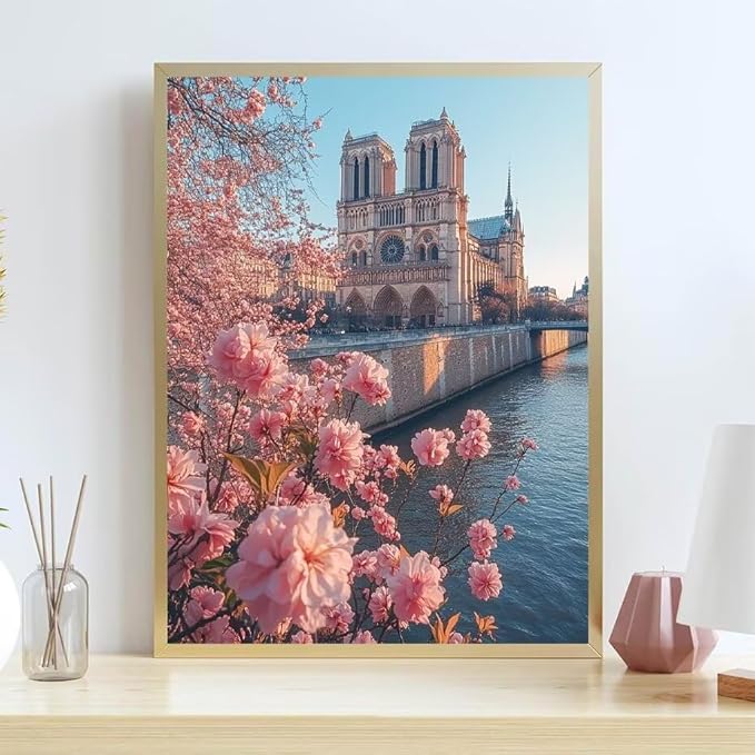 Diamond Painting Kits for Adults Flower Diamond Painting Kits Church 5D Full Square Drill Strass Crystal Crafts for Adults DIY Art Kit for Beginner, Home Wall Art, Gifts for Women 16x24in 2-J61129