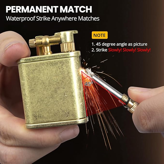 CHOICEDC Vintage Trench Lighter, Permanent Match, Cool Pipe Lighter, Unique Metal Lighters, Antique Kerosene Lighters Fluid Refillable, Reusable Waterproof Forever Matches, Gifts for Men, No Fuel