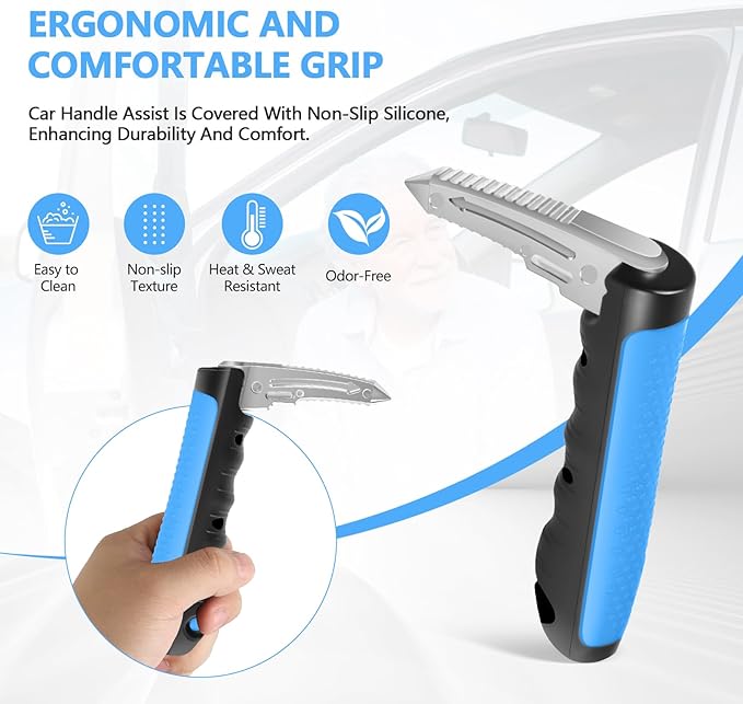Kaiedos Car Door Handle for Elderly, 3-in-1 Car Handle Assist for Seniors, Portable Auto Cane Vehicle Support Handle, 500 lbs Capacity, Non-Slip Door Assist Bar
