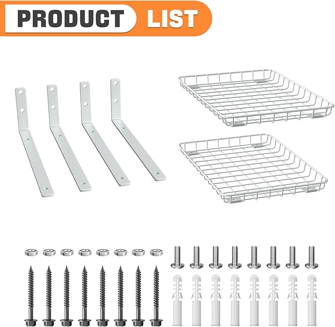 TORACK 2-Pack 12x18 inch Wall-Mounted Shelves, Garage Wall Shelf for Closet & Laundry Room, Heavy-Duty Floating Shelves Hold Up to 60 lbs(White)