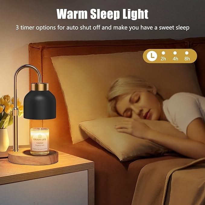 seenlast Candle Warmer Lamp with Dimmer Adjustable Height,Mothers Day Gifts,2/4/8H Timer,Vintage Home Decor for Scented Jar