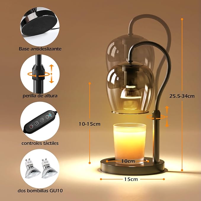 Candle Warmer Lamp with Timer & Dimmable 4-Level Brightness - Adjustable Height,for New Home Bedroom, Gifts for Women