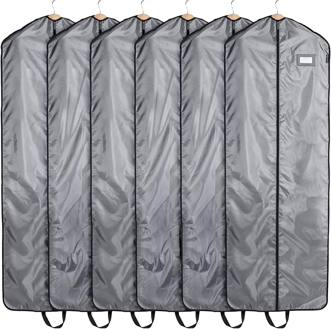 Covermates Keepsakes Garment Bag Set for Closet Storage and Travel – Breathable Suit and Dress Bags with ID Window and Carrying Handles – Heavy-Duty Hanging Wardrobe Protection Set, Grey