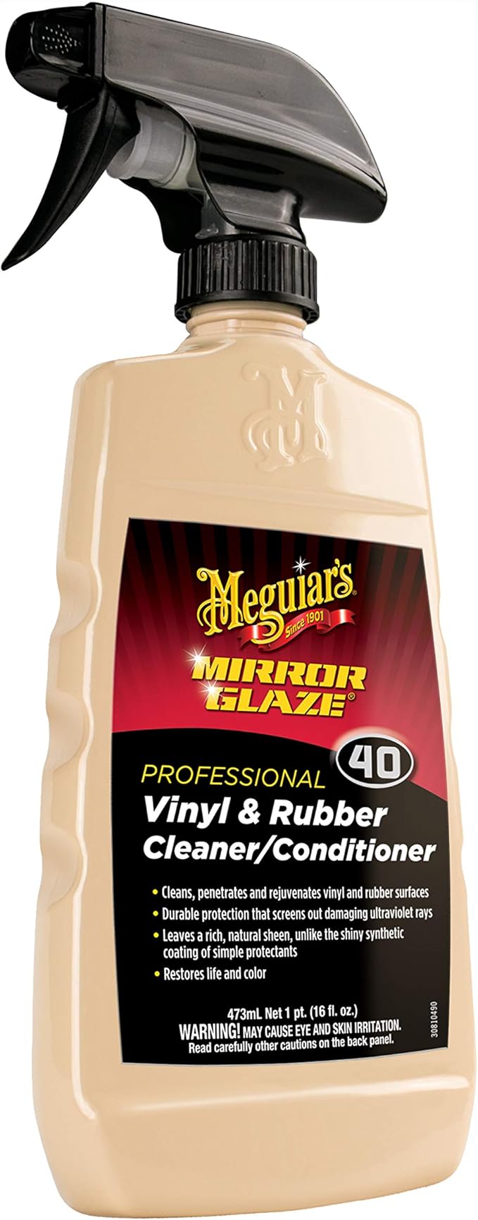 Meguiar's M40 Mirror Glaze Vinyl and Rubber Cleaner and Conditioner M4016, Screens Out UV Rays and Leaves Behind a Natural Sheen, Comes in a Convenient Spray Bottle, 16 Oz